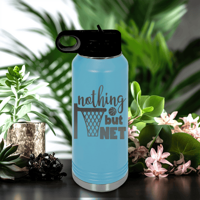 Light Blue Basketball Water Bottle With Swish And Score Design