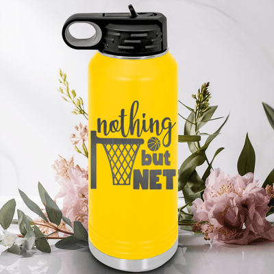 Yellow Basketball Water Bottle With Swish And Score Design