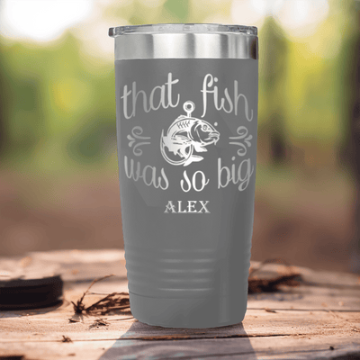 Grey Fishing Tumbler With The One That Got Away Design