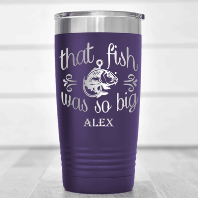 Purple Fishing Tumbler With The One That Got Away Design