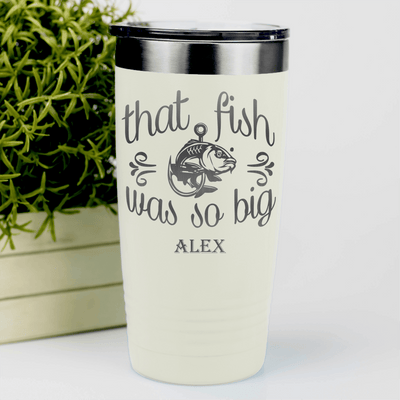White Fishing Tumbler With The One That Got Away Design