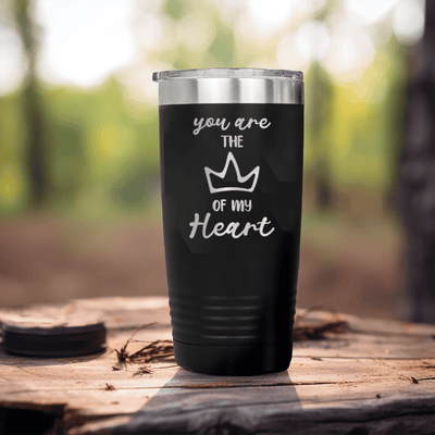 Black Valentines Day Tumbler With The Queen Of My Heart Design