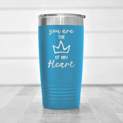 Light Blue Valentines Day Tumbler With The Queen Of My Heart Design