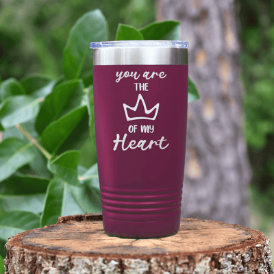 Maroon Valentines Day Tumbler With The Queen Of My Heart Design