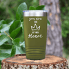 Military Green Valentines Day Tumbler With The Queen Of My Heart Design