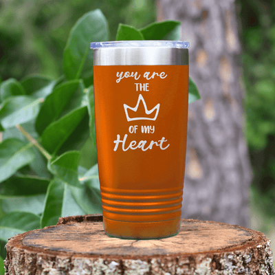 Orange Valentines Day Tumbler With The Queen Of My Heart Design