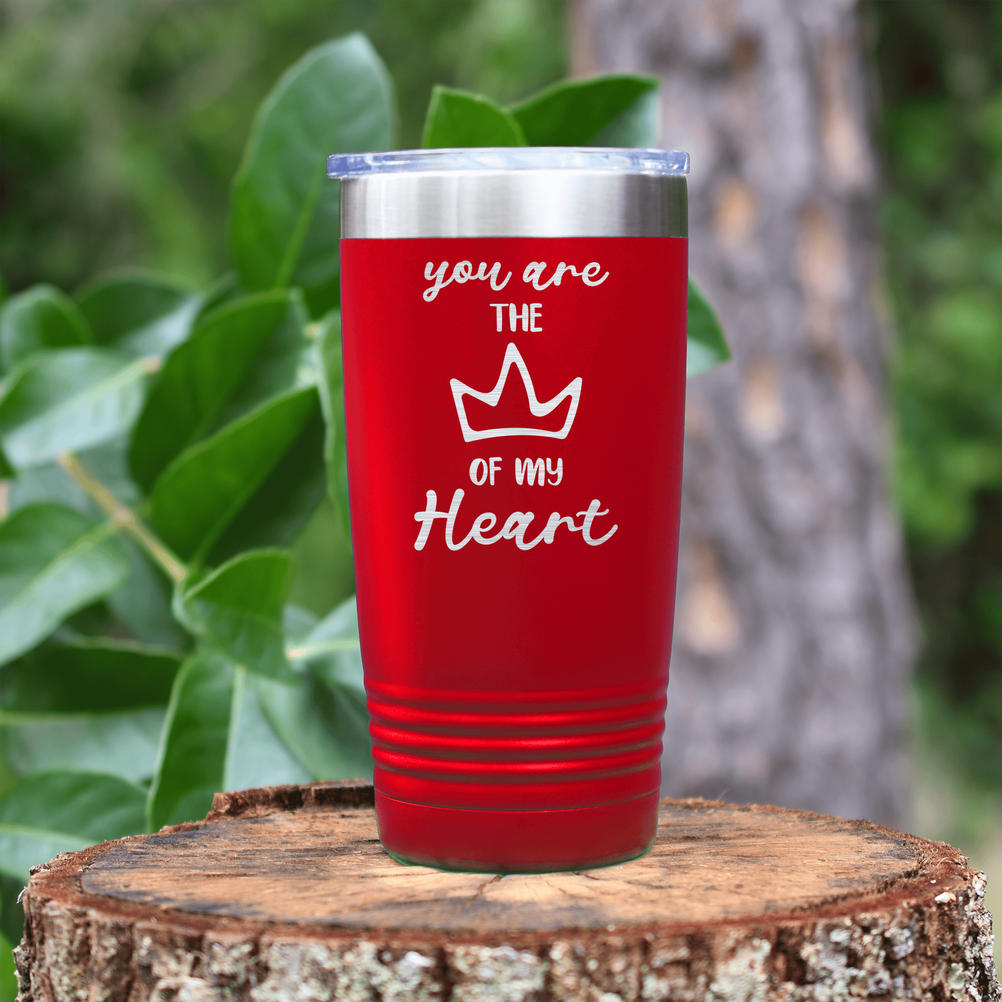 Red Valentines Day Tumbler With The Queen Of My Heart Design