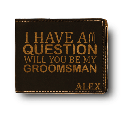 Black Gold Groomsman Bifold Leather Wallet With The Real Proposal Design