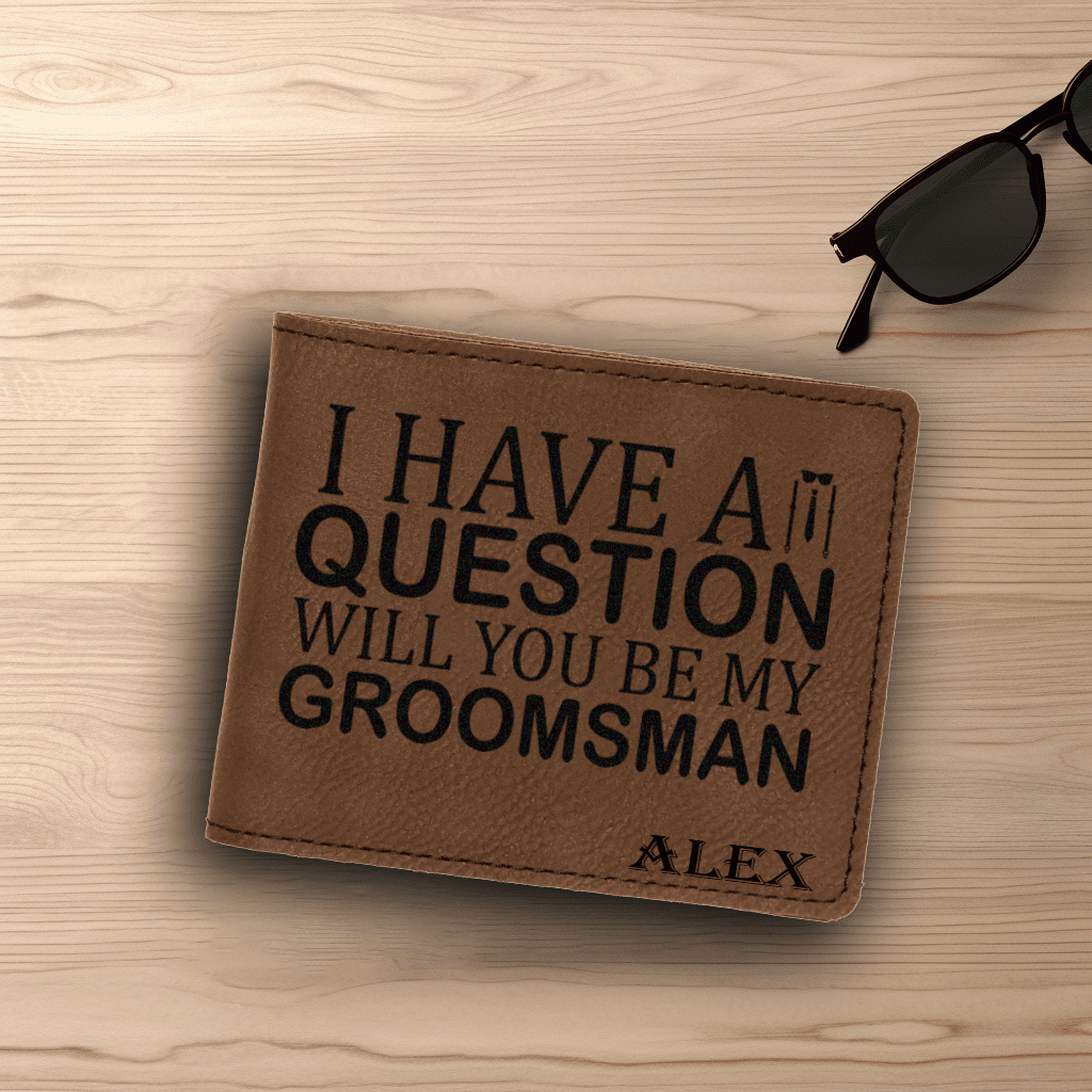 Dark Brown Groomsman Bifold Leather Wallet With The Real Proposal Design