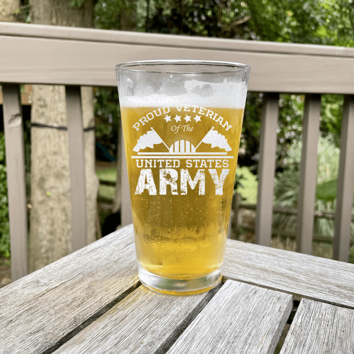 Unique Personalized US Army Veteran Pint Glass Customized Military Retirement Pint Glasses Gifts for Men by Groovy Guy