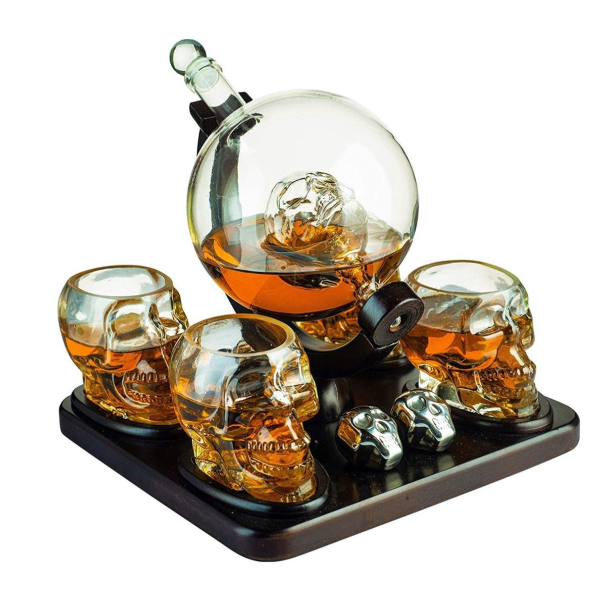 Unique Personalized Large Skull Face Decanter Set Customized Decanter Set Gifts for Men by Groovy Guy