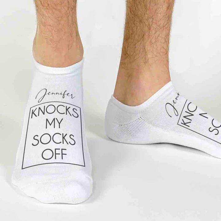 Unique Personalized Knock My Socks Off Customized Socks Gifts for Men by Groovy Guy