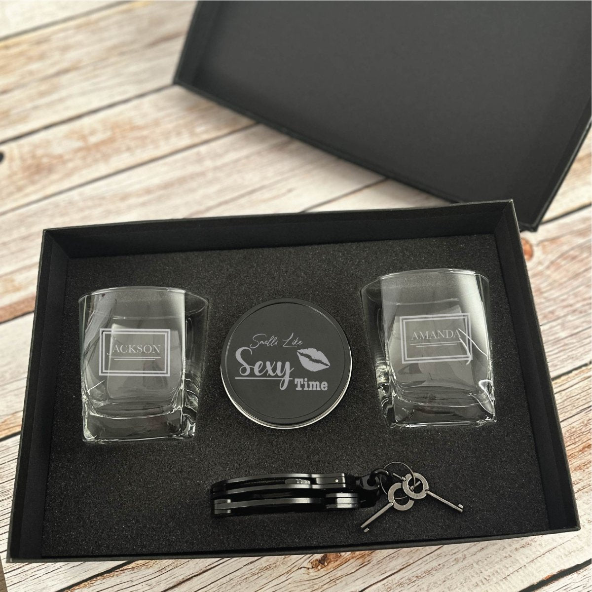 Unique Personalized Whiskey & Frisky Custom Gift Set Customized Valentines Gifts for Men by Groovy Guy