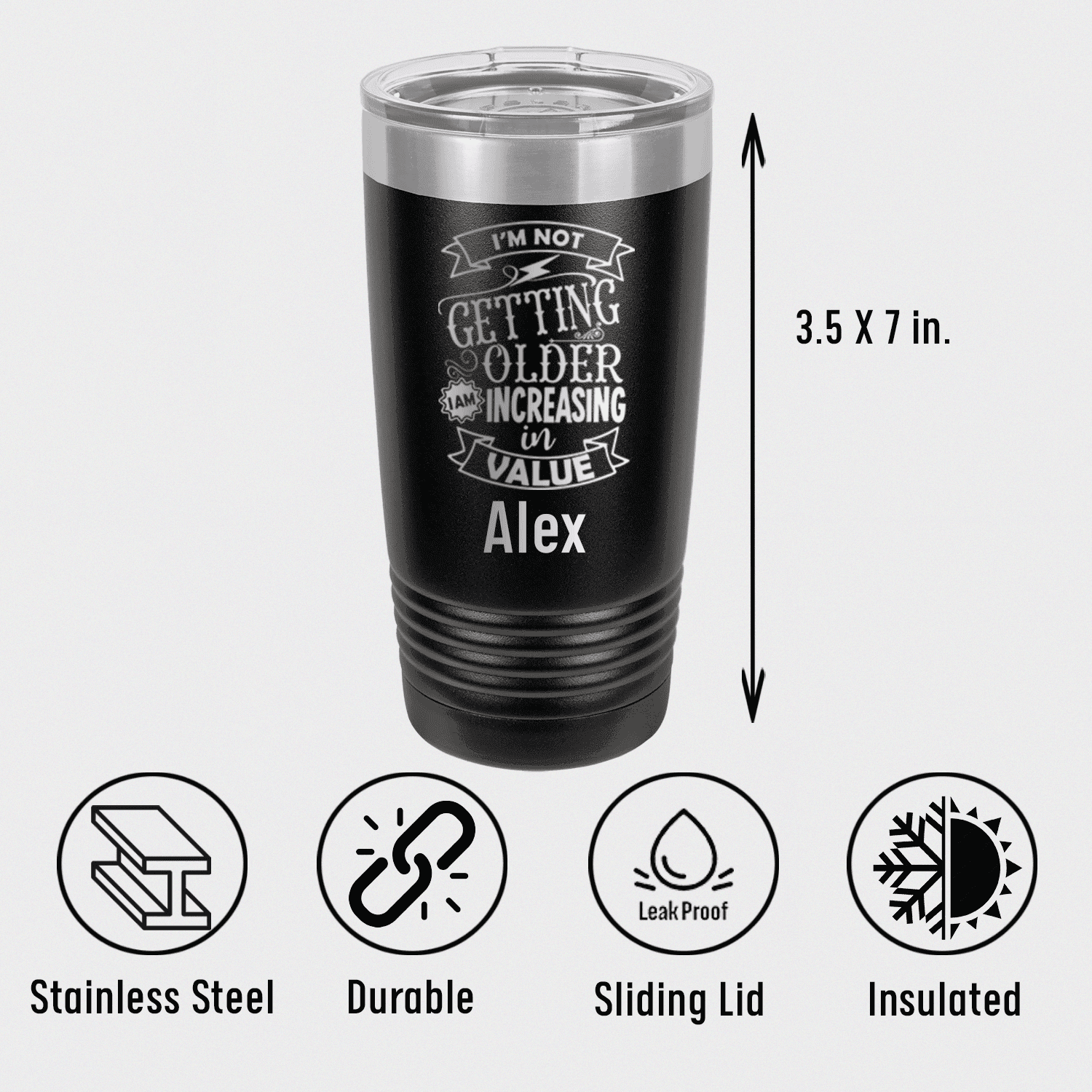 Unique Personalized Value Rising Tumbler Customized Funny Old Man Tumblers Gifts for Men by Groovy Guy
