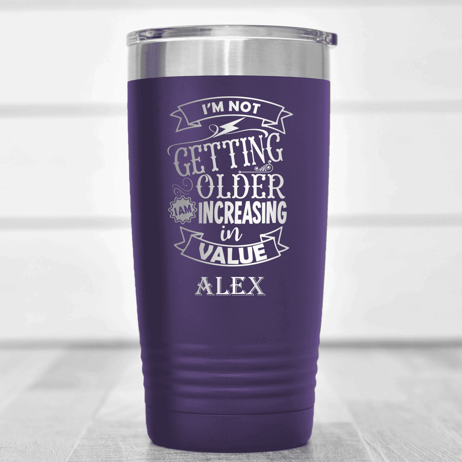 Purple Funny Old Man Tumbler With Value Rising Design