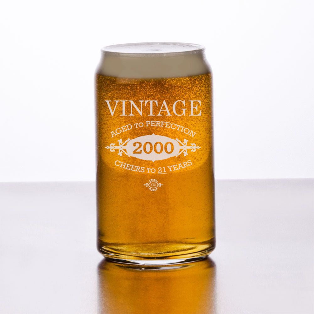 Unique Personalized Vintage Brew Beer Pint & Can Glasses | Personalized Birthday Glasses Customized Gifts for Men by Groovy Guy