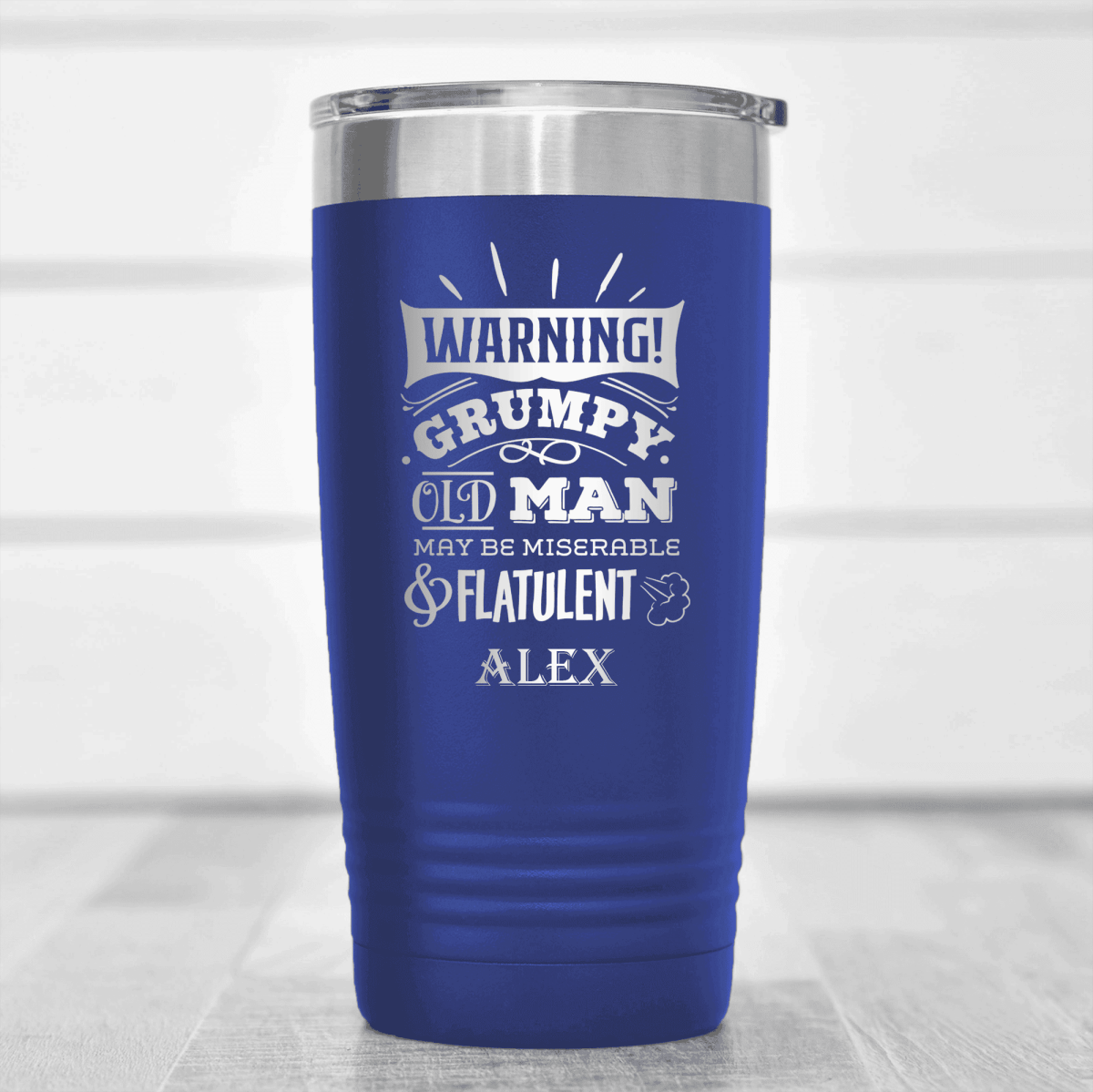 Blue Funny Old Man Tumbler With Warning Im Grumpy Design