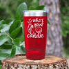 Red golf tumbler Whos Your Caddie