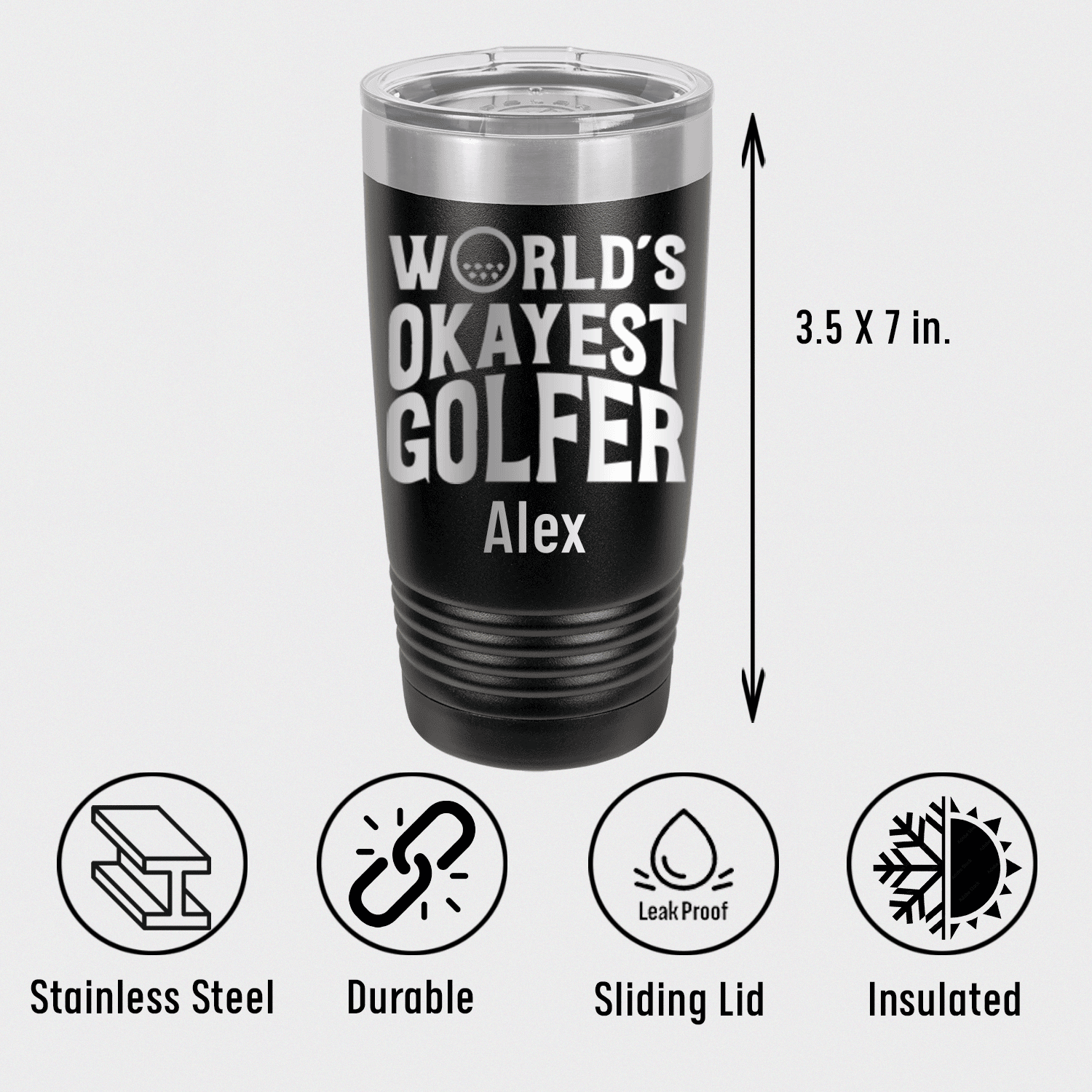 Unique Personalized Worlds Okayest Golfer Tumbler Customized Golf Tumblers Gifts for Men by Groovy Guy