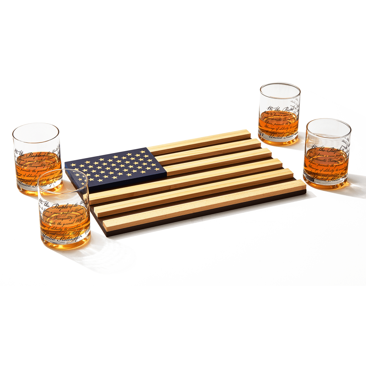 Unique Personalized We The People American Flag Whiskey Glasses Customized Whiskey Glass Set Gifts for Men by Groovy Guy