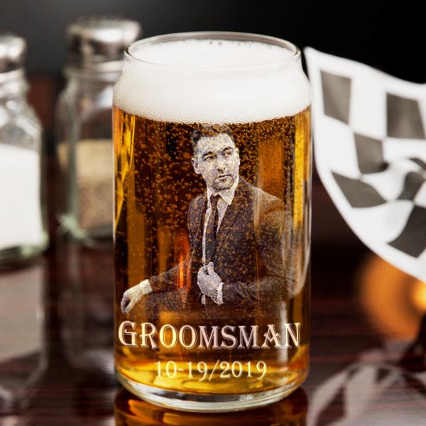 Photo Engraved On a Can Shaped Glass