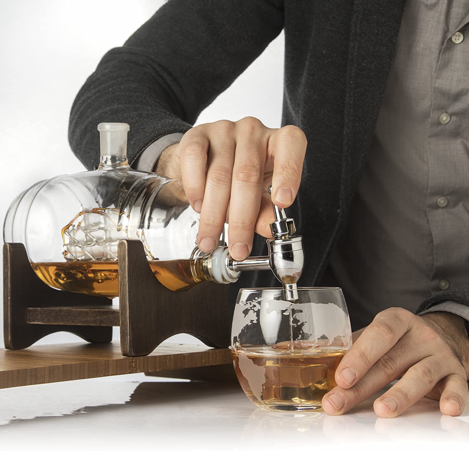 Unique Personalized Ship in a Barrel Decanter Set Customized Gifts for Men by Groovy Guy