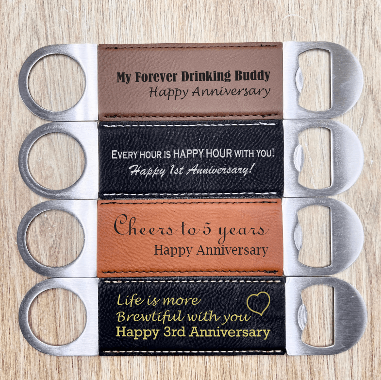 Unique Personalized Cheers To The Years Opener Customized Anniversary Gifts for Men by Groovy Guy