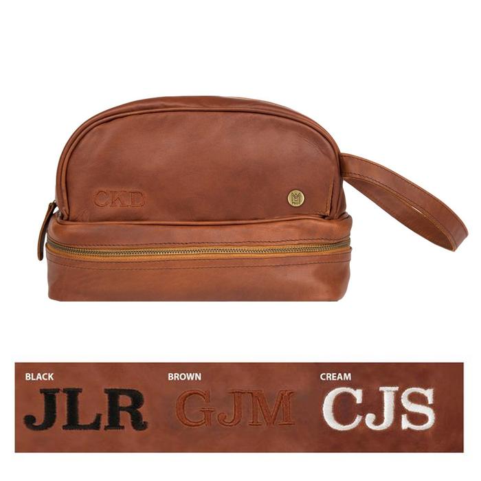 Unique Personalized Leather Toiletry Bag Customized Man Bags Gifts for Men by Groovy Guy