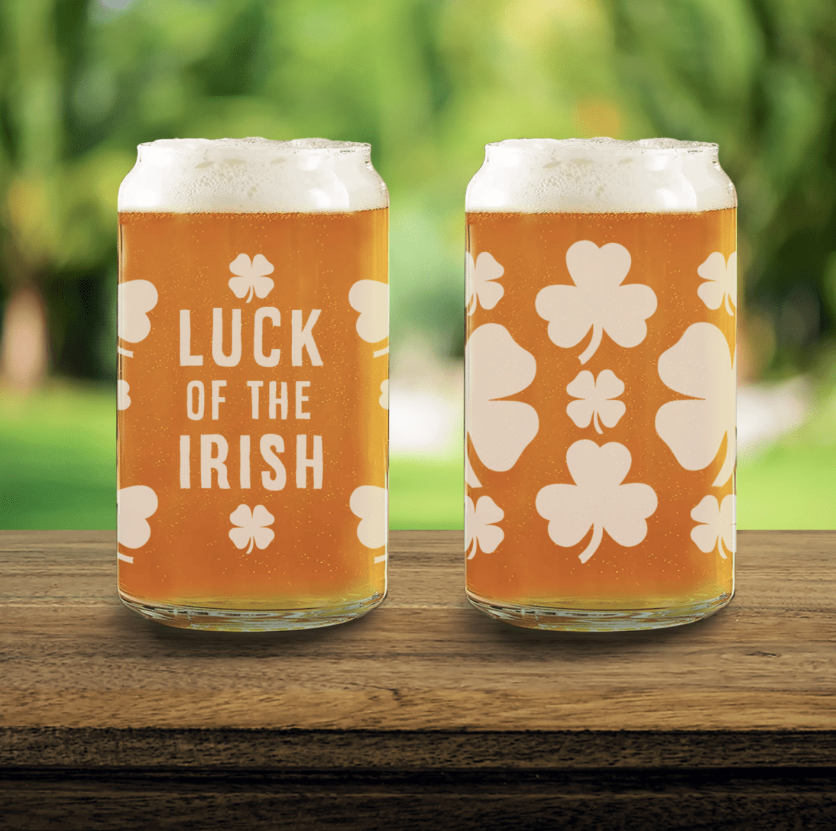 Unique Personalized Shamrock Beer Glass Customized Drinking Glass Gifts for Men by Groovy Guy