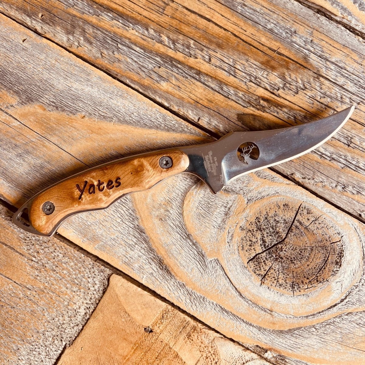 Custom engraved dagger with stainless steel blade and wood handle - personalized knife gift