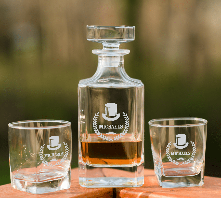 Unique Personalized Premium Personalized Whiskey Decanter Set Customized personalized decanters Gifts for Men by Groovy Guy