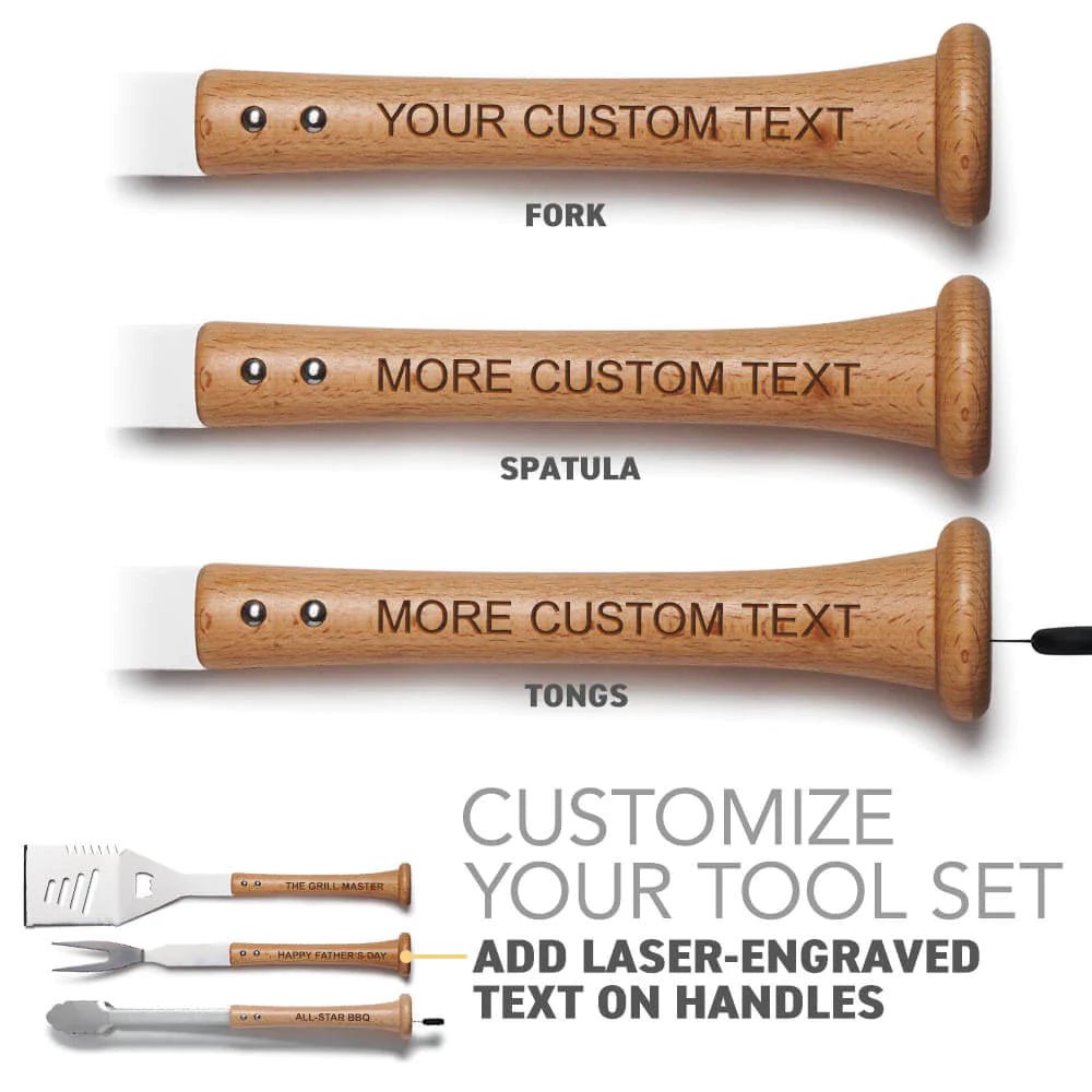 Unique Personalized Triple Play Grill Tool Set Customized Grill Gifts for Men by Groovy Guy