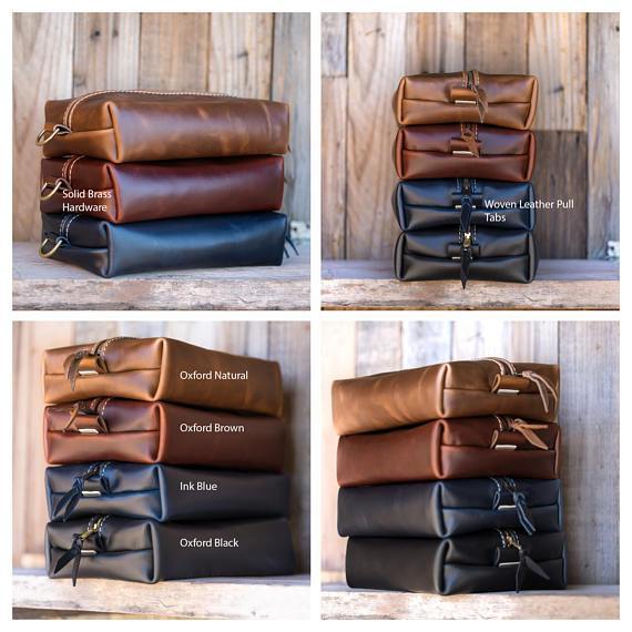Flat Leather Toiletry Kits