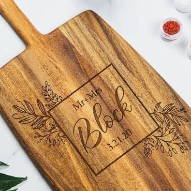 Unique Personalized Custom Couples Cheese Board - Design: L5 Customized Cutting Board Gifts for Men by Groovy Guy