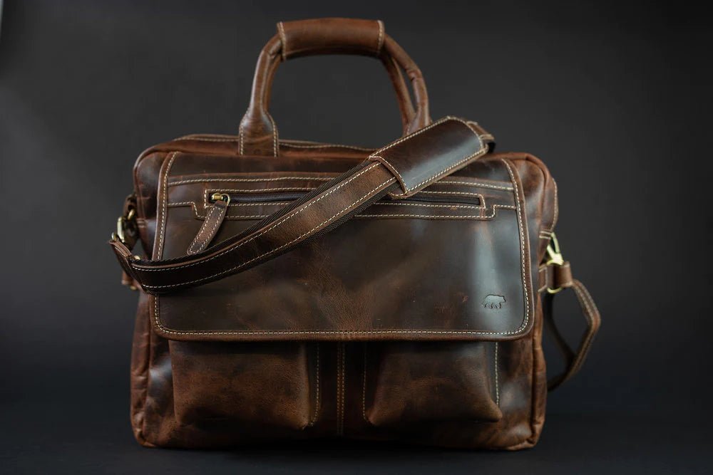 Unique Personalized Buffalo Leather Pilot Bag Customized Messenger Bag Gifts for Men by Groovy Guy