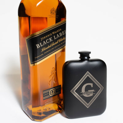 Black Custom Engraved Flask
