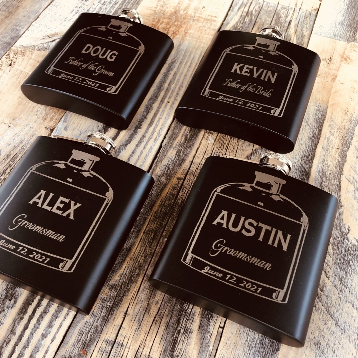 Unique Personalized Custom Wedding Flask Customized Groomsmen Gifts Gifts for Men by Groovy Guy