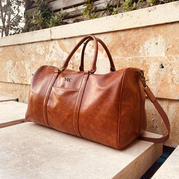 Personalized Vegan Leather Duffle Bag for Men