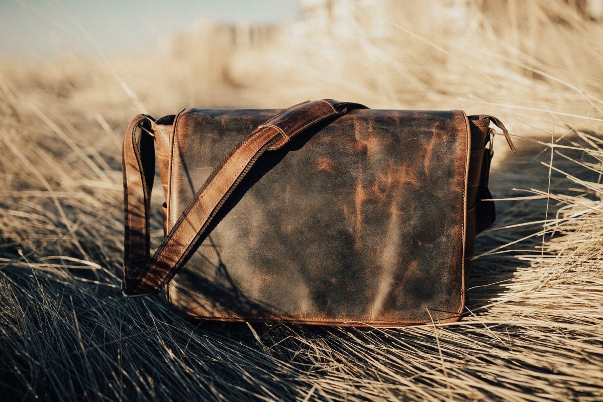 Unique Personalized Large Leather Messenger Bag Customized Messenger Bag Gifts for Men by Groovy Guy