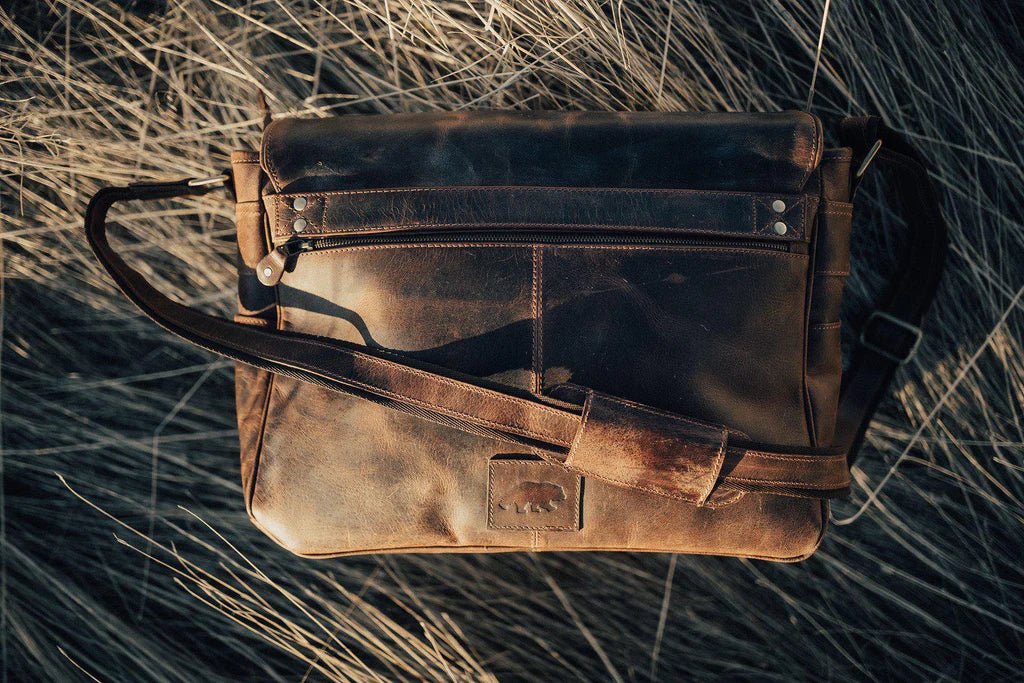 Unique Personalized Large Leather Messenger Bag Customized Messenger Bag Gifts for Men by Groovy Guy