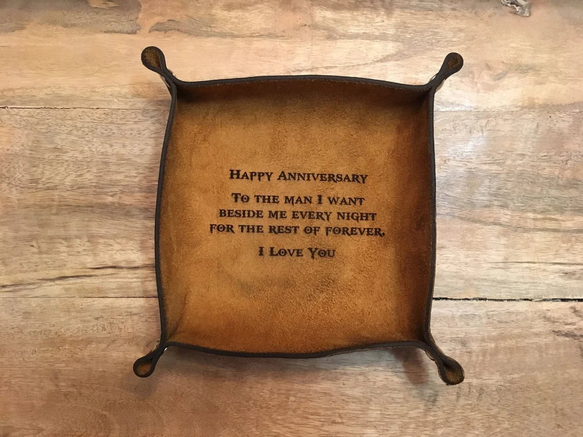 Unique Personalized Monogrammed Valet Tray For Men Customized Anniversary Gifts for Men by Groovy Guy