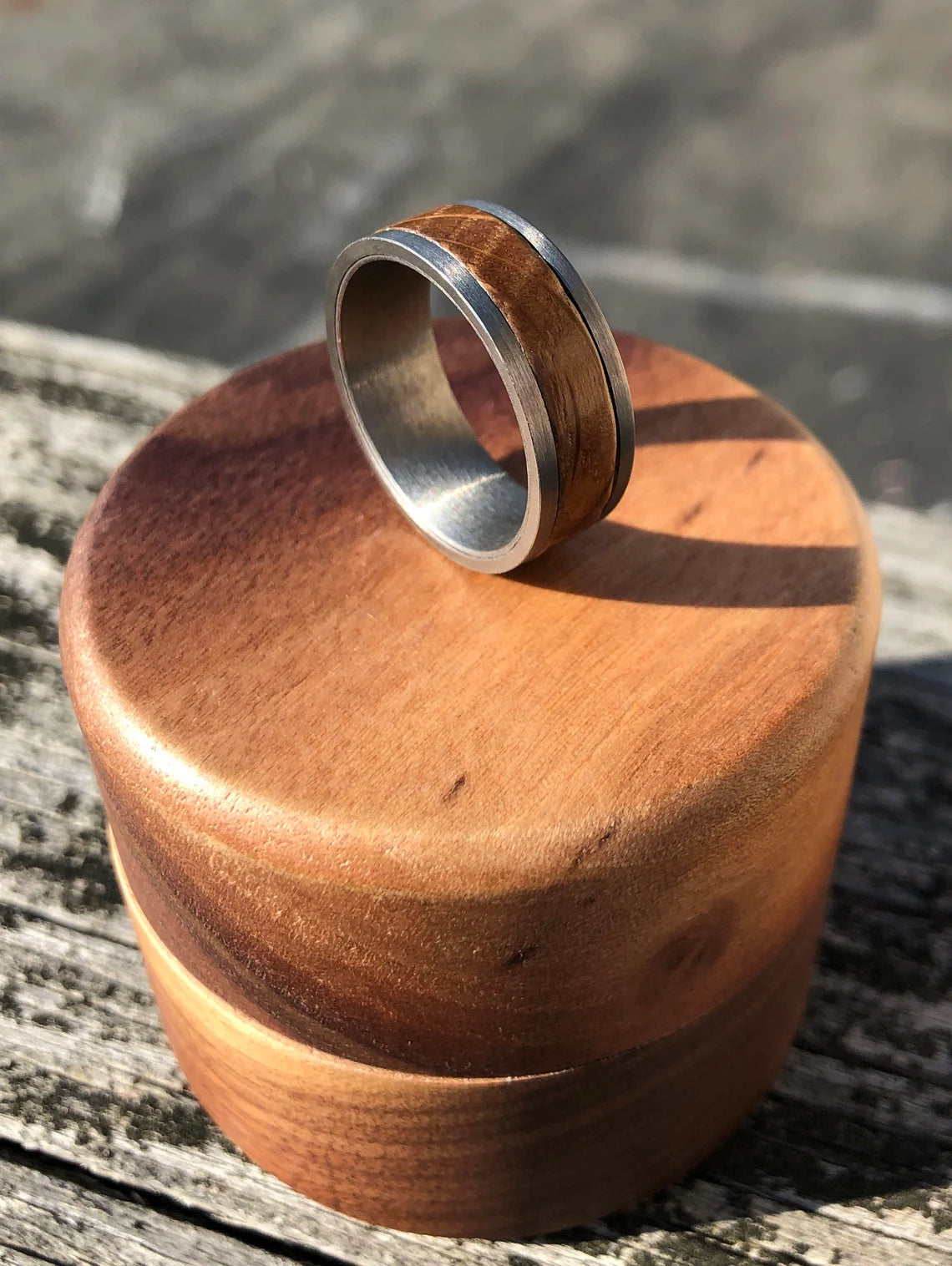Unique Personalized Tungsten and Barrel Wood Ring Customized Ring Gifts for Men by Groovy Guy