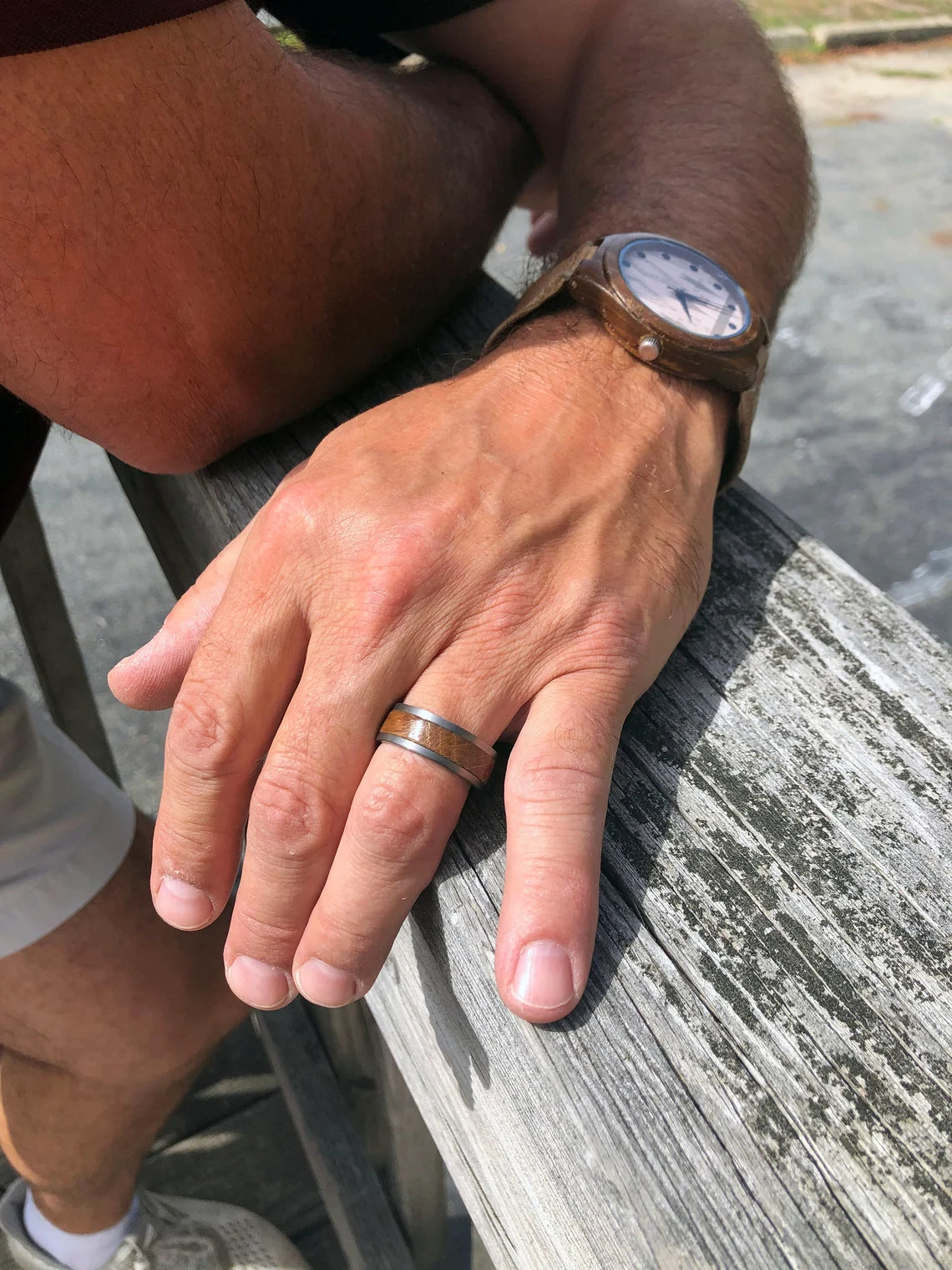 Unique Personalized Tungsten and Barrel Wood Ring Customized Ring Gifts for Men by Groovy Guy