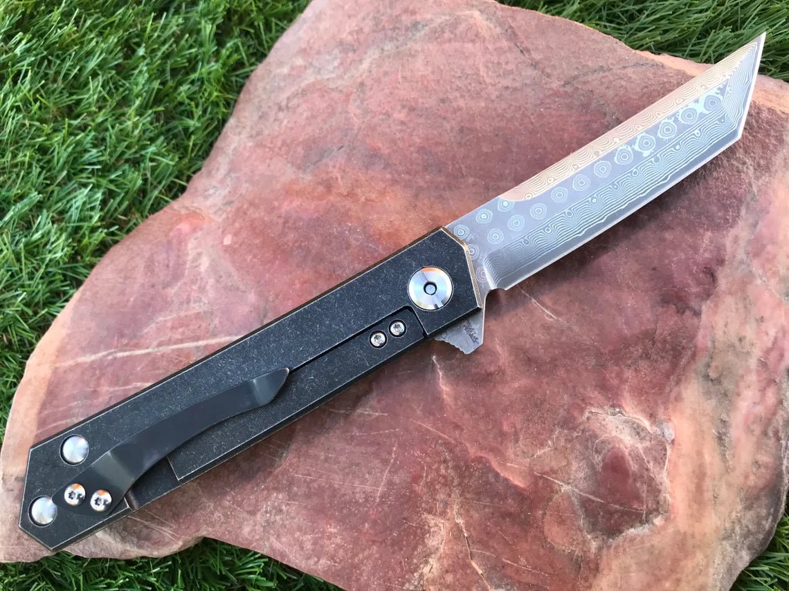 Unique Personalized Sharp Damascus Steel Tanto Blade Customized Knives Gifts for Men by Groovy Guy