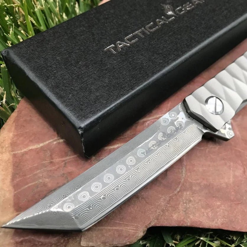 Unique Personalized Sharp Damascus Steel Tanto Blade Customized Knives Gifts for Men by Groovy Guy