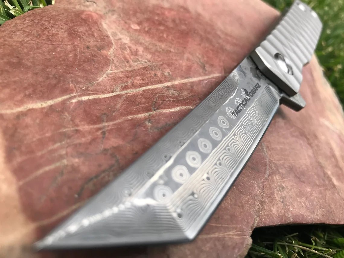 Unique Personalized Sharp Damascus Steel Tanto Blade Customized Knives Gifts for Men by Groovy Guy