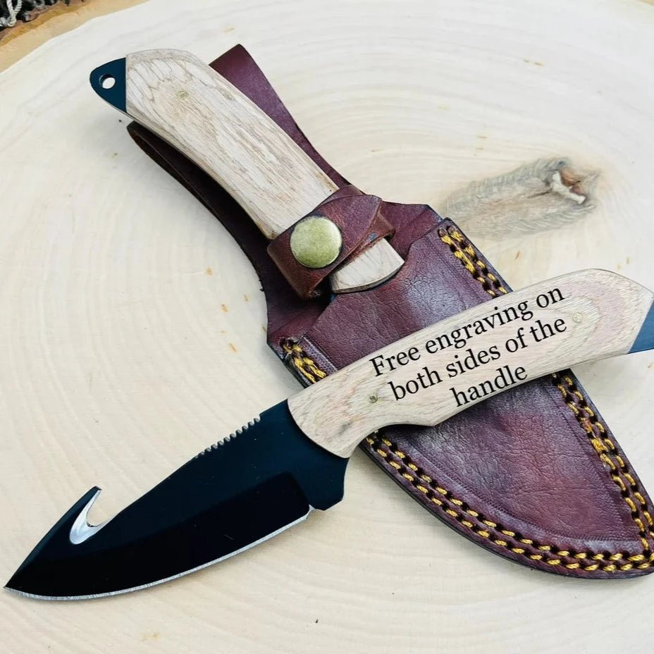 Unique Personalized Engraved Gut Hook Knife Customized Knives Gifts for Men by Groovy Guy