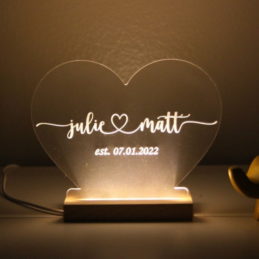 Unique Personalized Light Up Heart Name Sign Customized Anniversary Gifts for Men by Groovy Guy