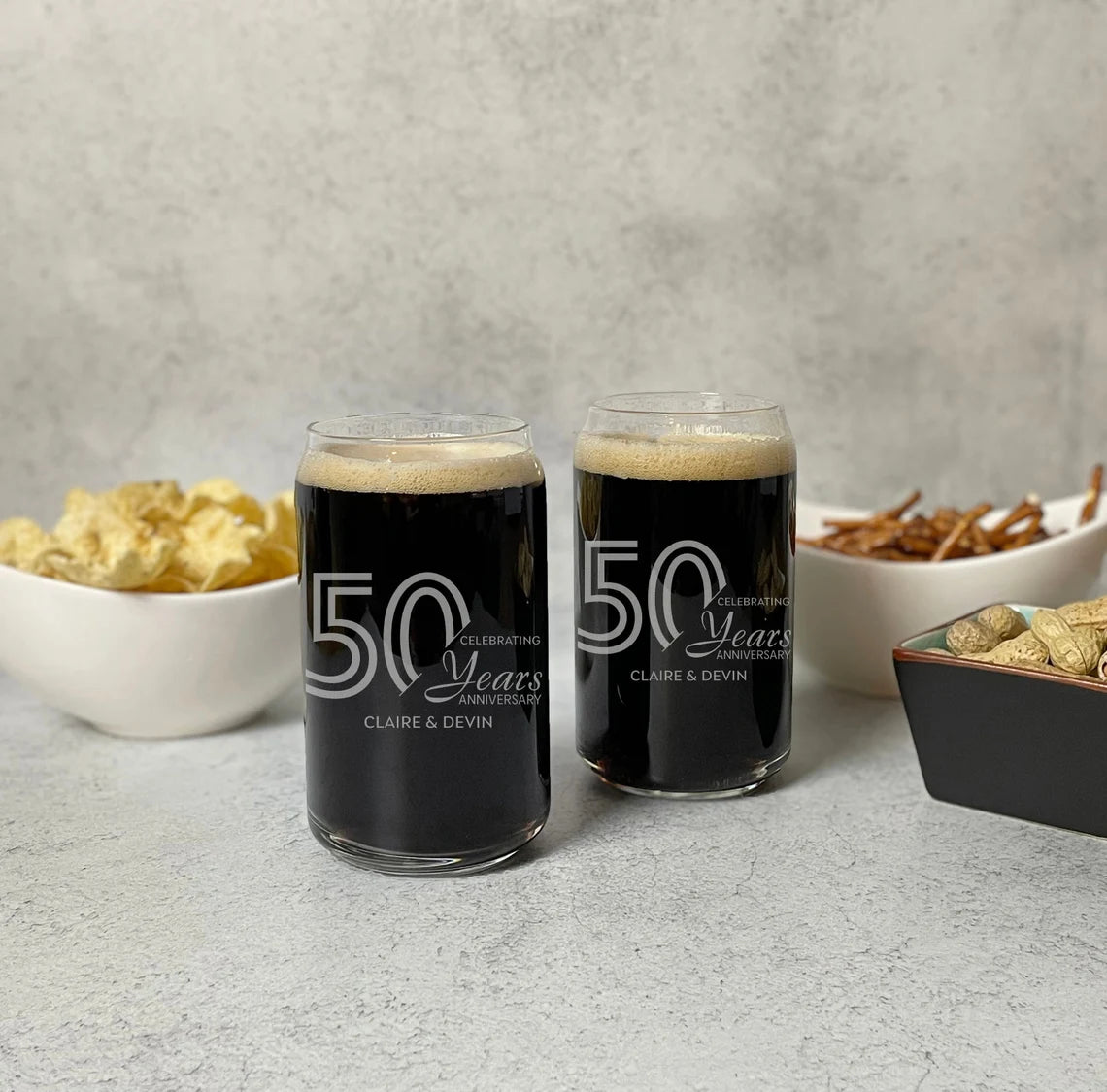 Unique Personalized Forever Cheers Anniversary Ale Glass Customized Anniversary Gifts for Men by Groovy Guy