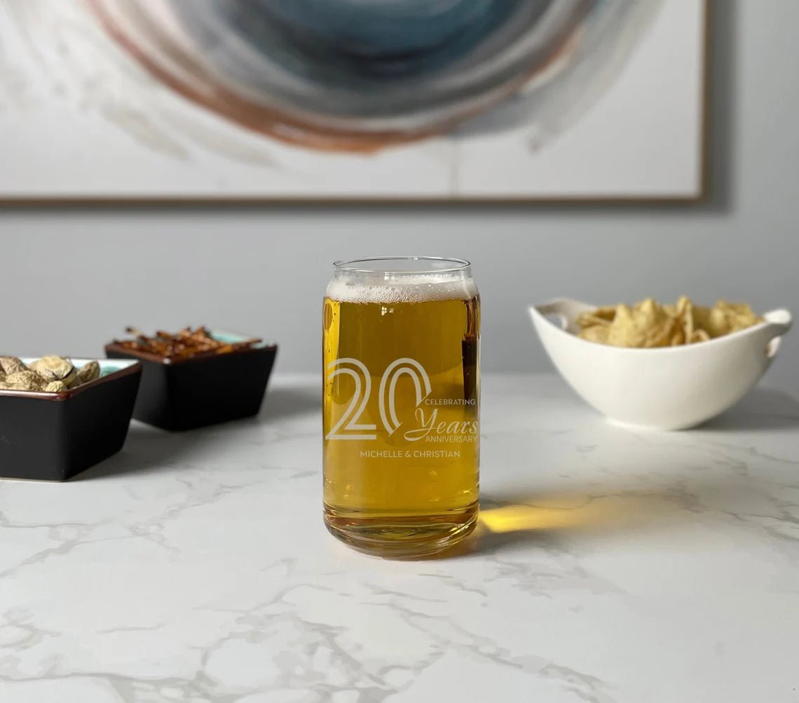 Unique Personalized Forever Cheers Anniversary Ale Glass Customized Anniversary Gifts for Men by Groovy Guy